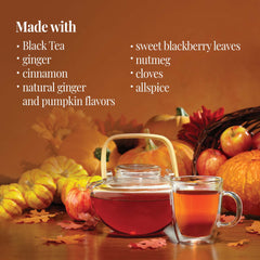 The Republic of Tea Pumpkin Spice Black Tea brewed cup with bold flavor.