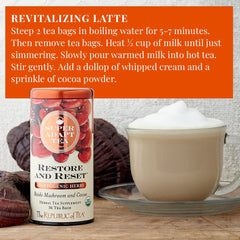 Reishi mushroom in the Restore and Reset blend signaling grounding notes.
