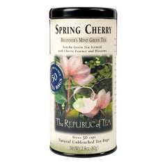 The Republic of Tea Spring Cherry Green Tea brew cup offers a balanced, fragrant moment.