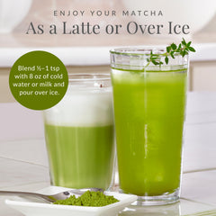 Premium tencha leaves stone-ground into fine matcha powder for vibrant color