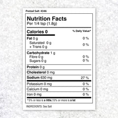 The Spice Lab coarse pretzel salt packaging showcases premium finishing salt for baked goods.