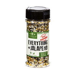 The Spice Lab Everything Bagel Seasoning with Jalapeno jar adds bold finishing flavor to meals.