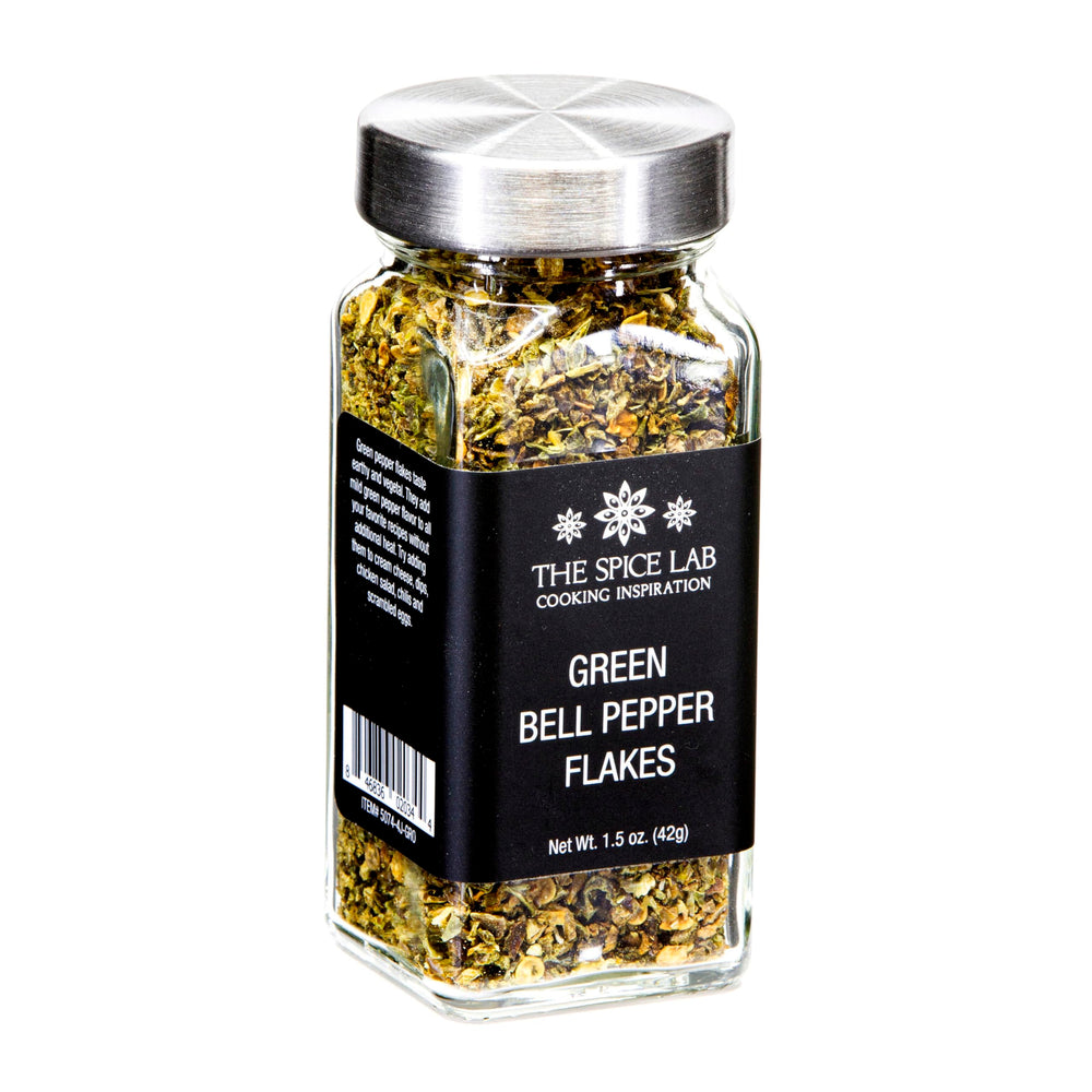 The Spice Lab green bell pepper flakes in a French jar for pantry-ready flavor.