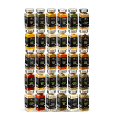 The Spice Lab spice kit 30-jar collection showcases diverse flavors for versatile cooking.