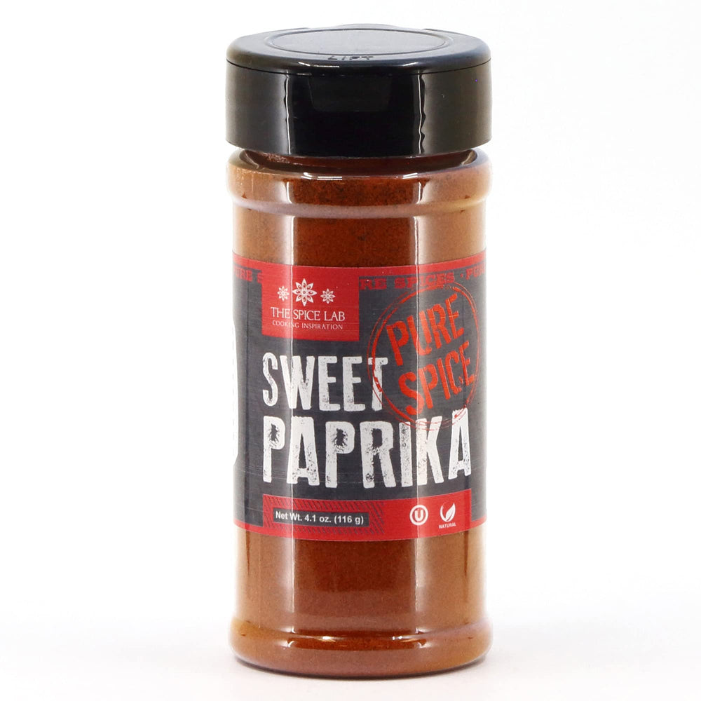 The Spice Lab Sweet Paprika Powder jar front enhances color and flavor for meats.