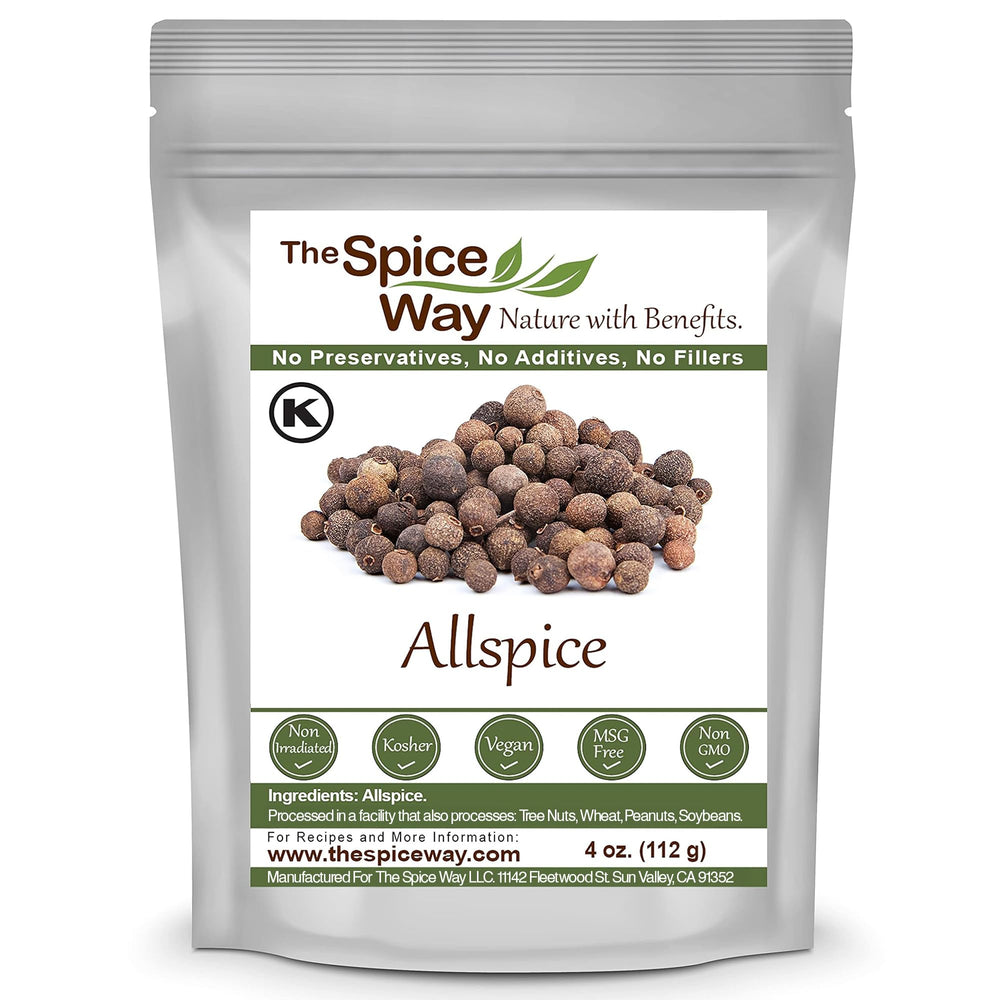 The Spice Way Allspice Whole jar on shelf adds warm depth to curries.