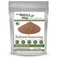 The Spice Way Baharat spice blend jar front for grilling meats with warm, aromatic flavor.