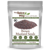 The Spice Way Brown Mustard Seeds, whole 8 oz, ideal for sauces and spice blends.