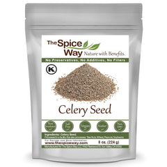 The Spice Way celery seed whole 8 oz bottle: fresh, pure flavor for everyday cooking.
