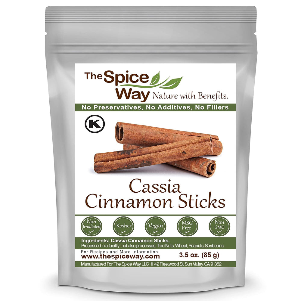 The Spice Way Cinnamon Cassia Sticks in a resealable bag for fresh flavor.