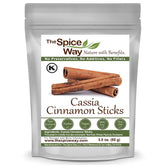 The Spice Way Cinnamon Cassia Sticks in a resealable bag for fresh flavor.