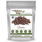 The Spice Way Cloves Whole Bottle closeup shows warm aroma for stews.