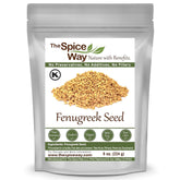 The Spice Way Fenugreek Seeds whole 8 oz jar for authentic curry flavor.