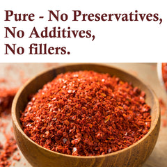The Spice Way Gochugaru flakes closeup highlighting fruity heat for stir-fries.