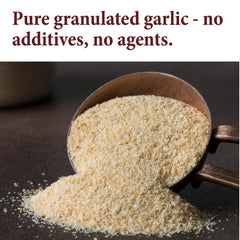 Close-up of The Spice Way granulated garlic texture for quick seasoning.