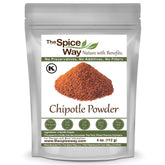 The Spice Way Ground Chipotle Powder bottle label shows smoky jalapeño flavor for versatile cooking