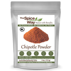 The Spice Way Ground Chipotle Powder bottle label shows smoky jalapeño flavor for versatile cooking