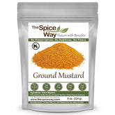 The Spice Way ground yellow mustard seed bottle for sharp, versatile flavor in sauces.