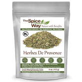 The Spice Way Herbes De Provence bottle with aromatic blend enhances poultry and fish dishes.