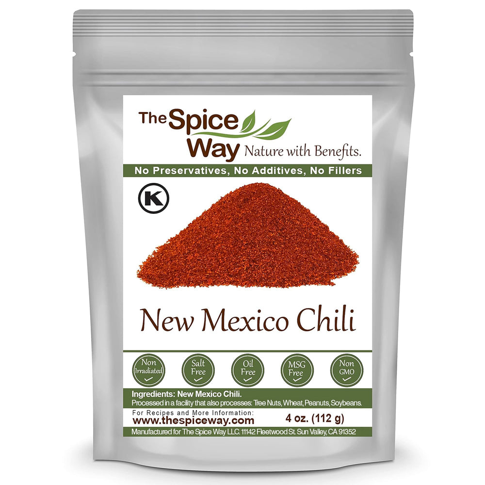 The Spice Way New Mexico Chili Powder bag pour adds robust flavor to salsas and tacos.