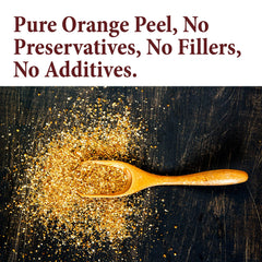 The Spice Way orange peel granules on kitchen counter ready to flavor sauces