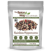 The Spice Way Rainbow Peppercorn Blend bottle adds vibrant color for flavorful seasoning.