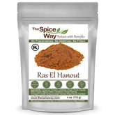 The Spice Way Ras El Hanout resealable bag showcases a salt-free Moroccan spice blend.