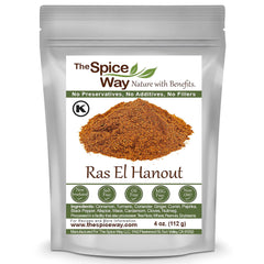 The Spice Way Ras El Hanout resealable bag showcases a salt-free Moroccan spice blend.