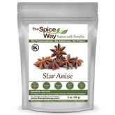The Spice Way star anise in packaging close-up shows freshness and purity.