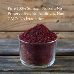 The Spice Way sumac bag with dried grains highlights purity and premium flavor.