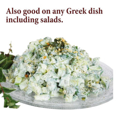 The Spice Way Tzatziki dip herbs close-up emphasizes farm-fresh ingredients.