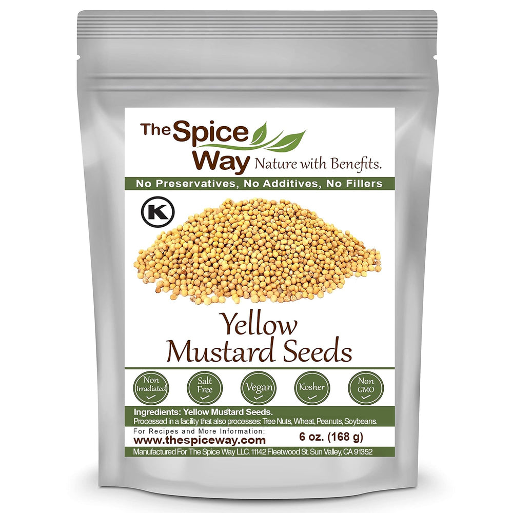 The Spice Way Yellow Mustard Seed packaging showing fresh seeds for pickling and cooking