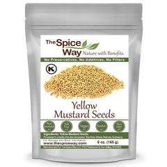 The Spice Way Yellow Mustard Seed packaging showing fresh seeds for pickling and cooking