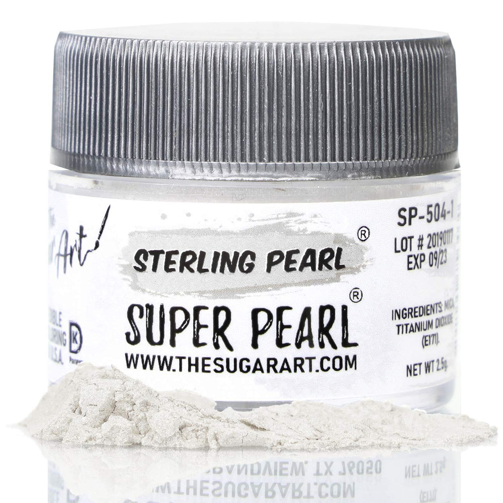 The Sugar Art Sterling Pearl edible shimmer powder adds luminous pearlescent shine to cakes and cupcakes.