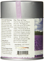 The Tao of Tea lavender tea tin packaging displayed.