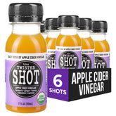 The Twisted Shot bottle front, showcasing the organic ACV blend for daily wellness.