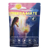 THEANECHO Yerba Mate Peach Mango Tea packaging highlights organic, low-sugar formula.