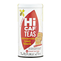 The Republic of Tea HiCAF Cinnamon Toast tea bags deliver bold aroma for a lively morning.