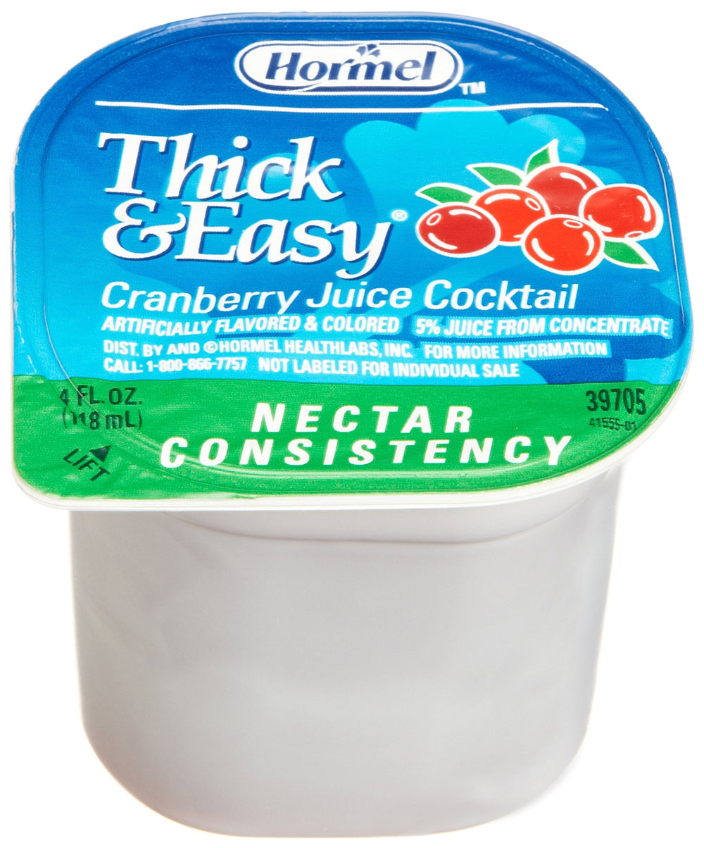 Thick and Easy cranberry juice nectar pour designed for easy sipping.