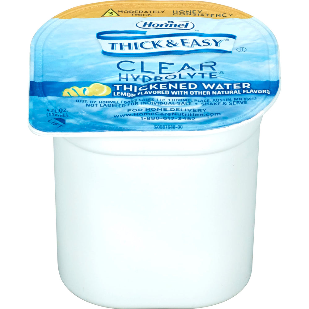 Thick & Easy Hydrolyte thickened water lemon flavor in a 4oz bottle for easier swallowing