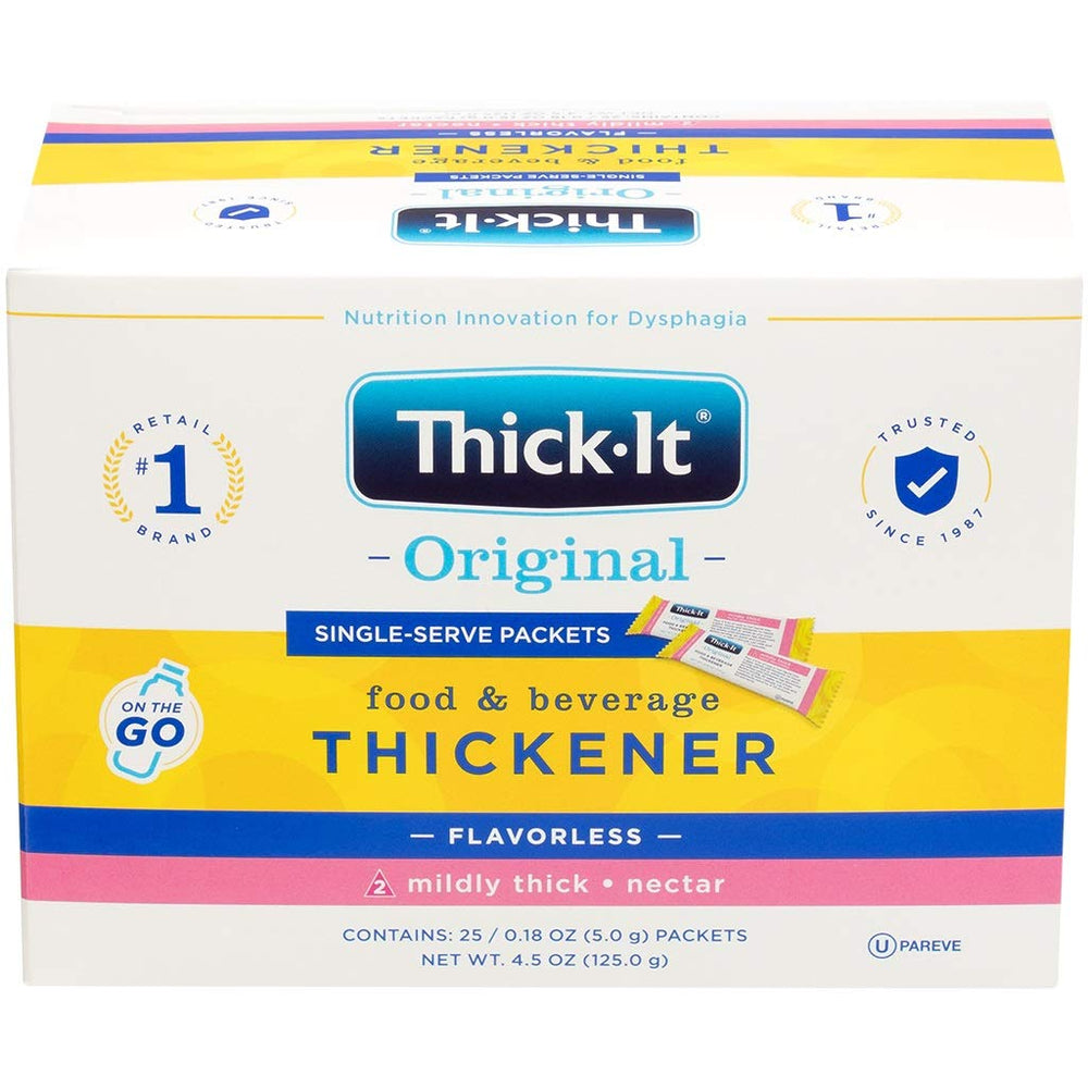 Thick-It Original 25 x 5g packets displayed for convenient thickening.