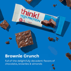 Close-up of Think! Brownie Crunch bar with chocolate chunks.
