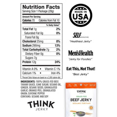 Think Jerky beef jerky close-up showing lean protein for workouts.