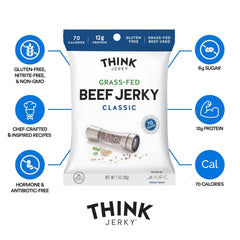 Think Jerky packaging highlights USA-made quality and sourcing.