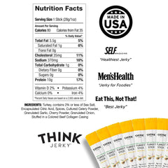 Think Jerky turkey sticks unwrap closeup highlighting clean ingredients for on-the-go nourishment.