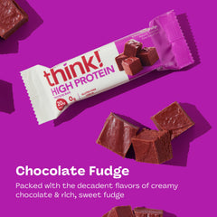 Close-up of Think! Chocolate Fudge bar texture and fudge richness