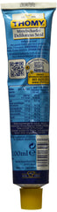 Thomy Delikatess mustard packaging display emphasizes premium tube format for quick kitchen use.