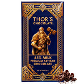Thor's Chocolate artisan milk bar 45 percent cacao packaging showcases premium gift appeal.