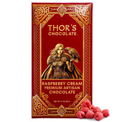 Thor's Chocolate Raspberry Cream Bar packaging highlights premium gift appeal.