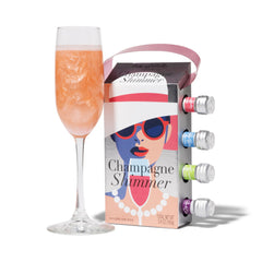 Thoughtfully cocktails champagne shimmer bottle pour adds sparkle to a celebration.